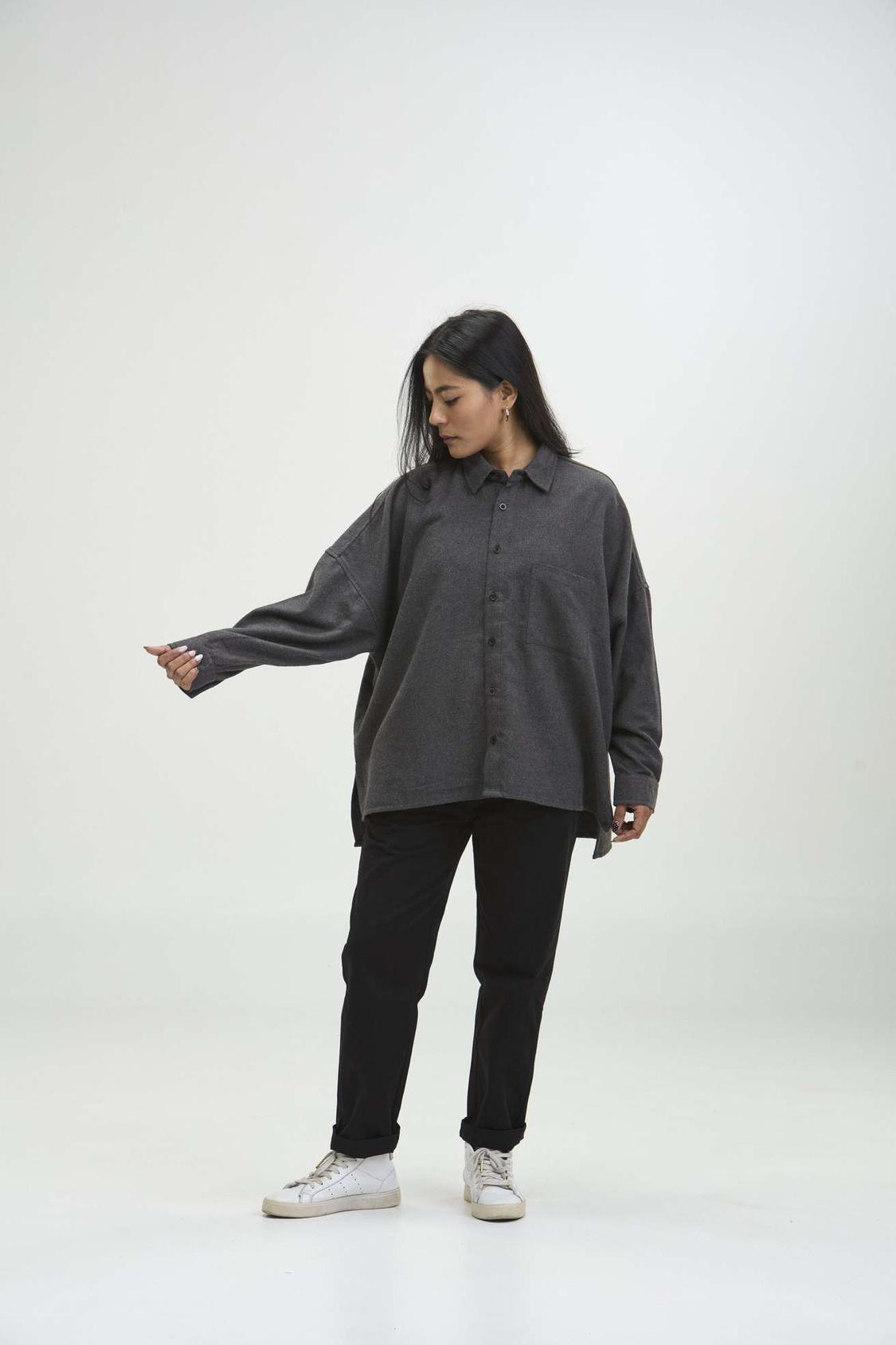 Arniko Tahira Flanellhemd Black Melange One Size Bio-Baumwolle schwarz